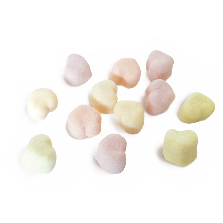 Freeze-dried heart-shaped snacks